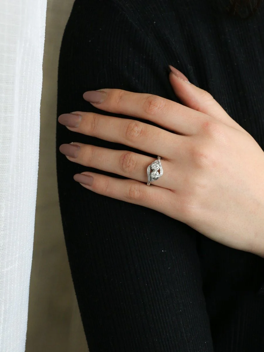 Bague vintage toi et moi or blanc diamants - Image 9