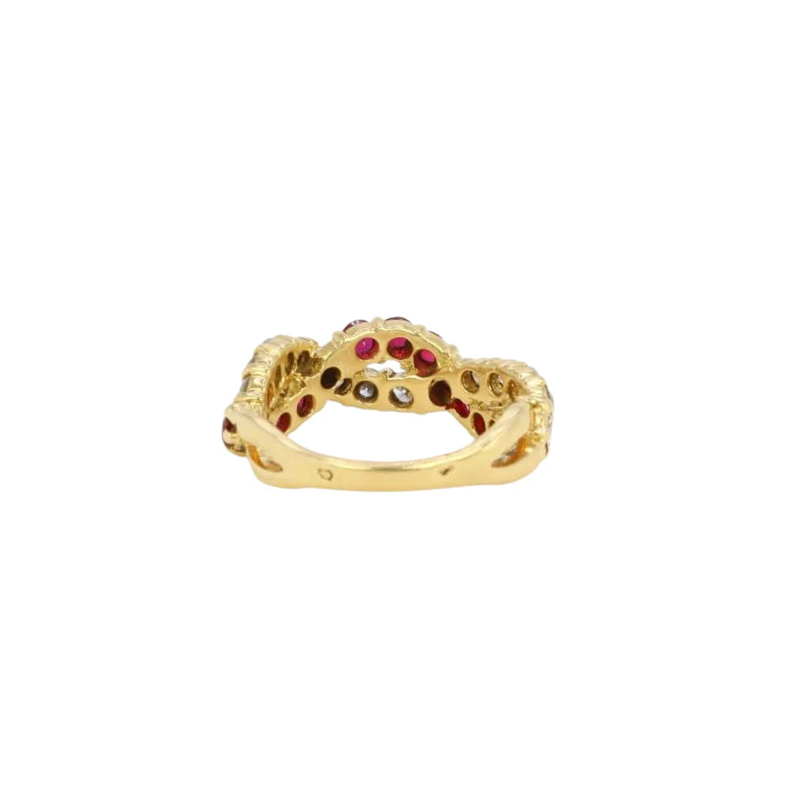 Bague vintage torsadée or jaune diamants rubis - Image 5