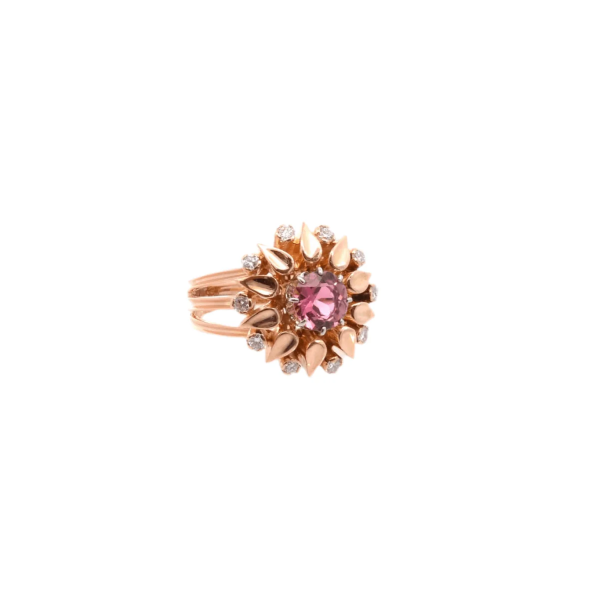 Bague en or jaune, tourmaline et diamants - Image 4