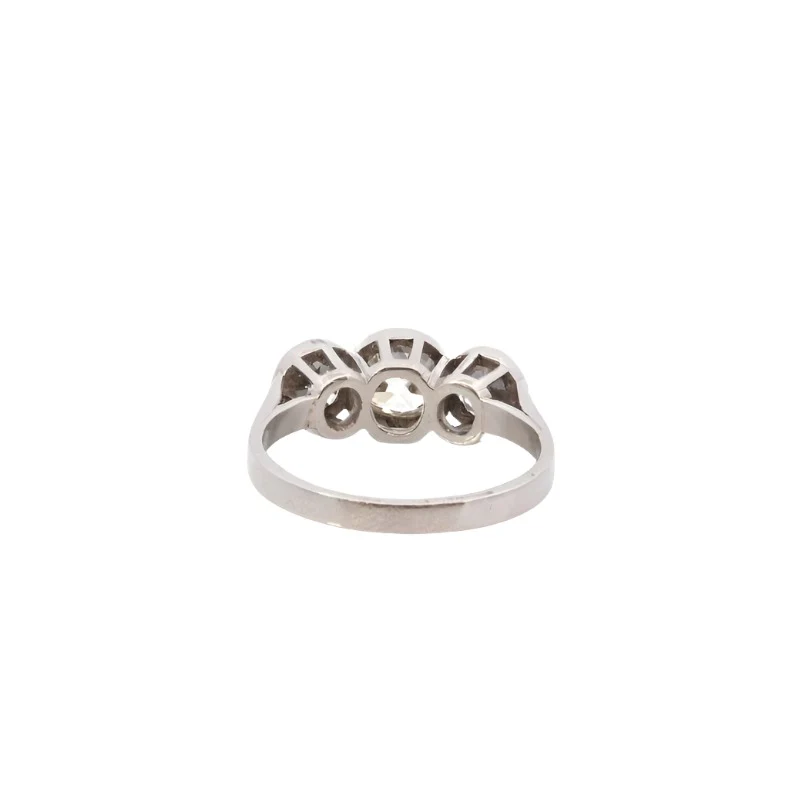 Bague vintage trilogie diamants en platine - Image 3