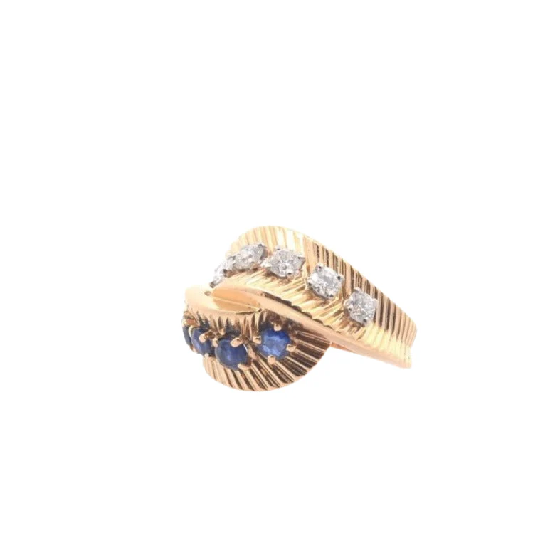 Bague vintage Van Cleef & Arpels diamants et saphirs en or - Image 4