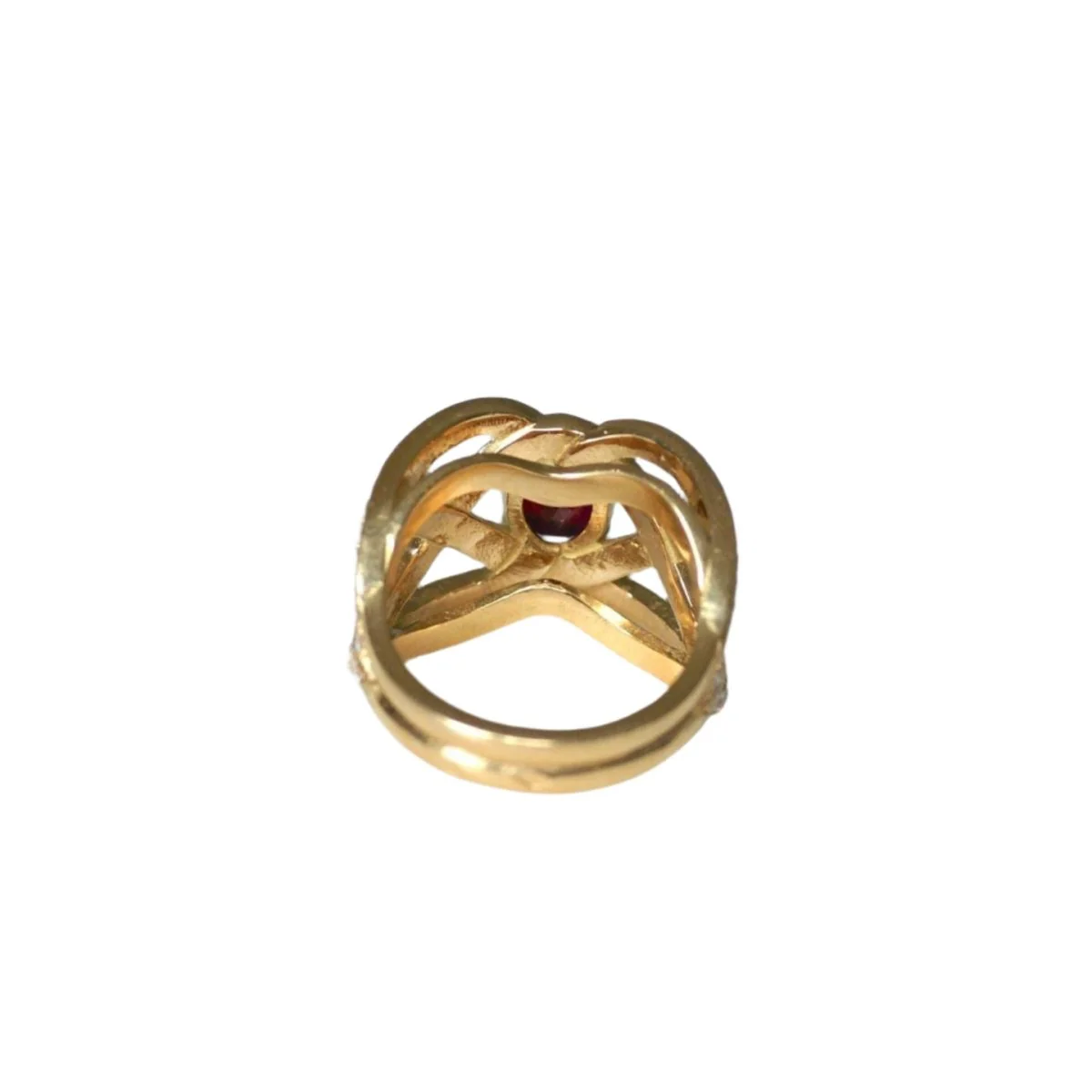 Bague Bandeau en or jaune, rubis et diamants - Image 4