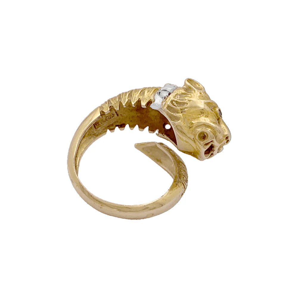 Bague ZOLOTAS "Tête de Lion" en or jaune, or blanc, rubis et diamants - Image 5