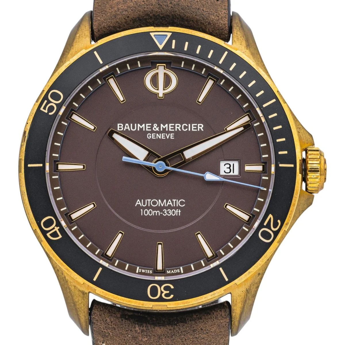 Montre BAUME & MERCIER "Clifton Club" en bronze et cuir - Image 4