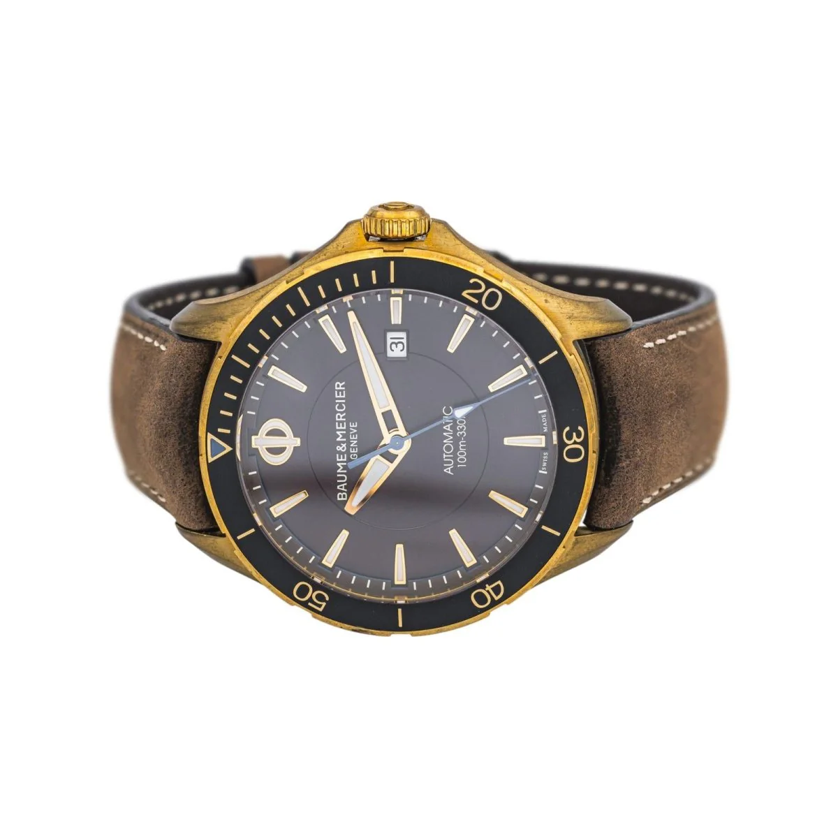 Montre BAUME & MERCIER "Clifton Club" en bronze et cuir - Image 5