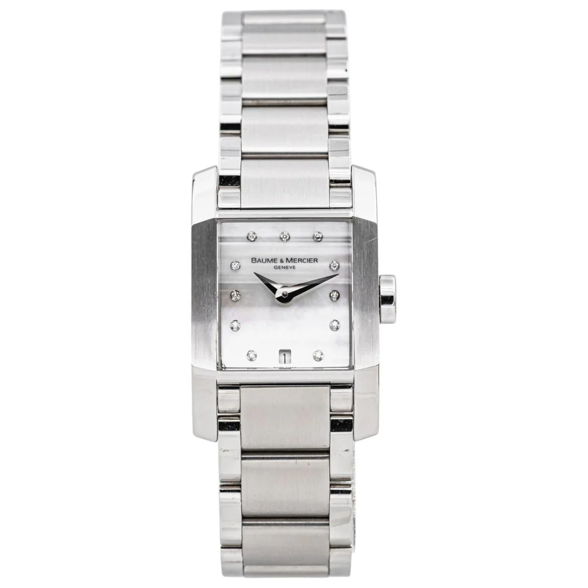 Montre BAUME & MERCIER "Hampton" en acier, nacre et diamants
