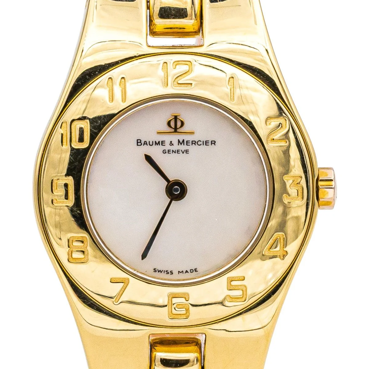 Montre BAUME & MERCIER en or jaune, nacre et quartz - Image 3
