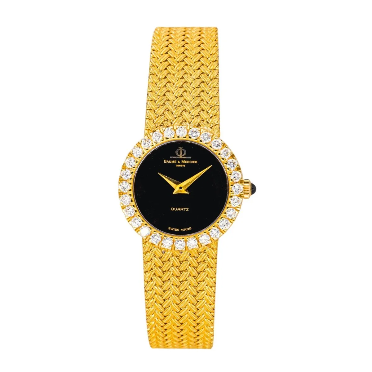 Montre BAUME & MERCIER en or jaune, quartz et diamants
