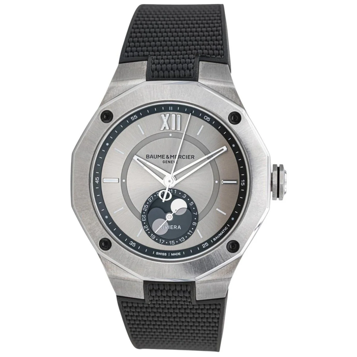 Montre BAUME & MERCIER "Riviera" en acier et caoutchouc