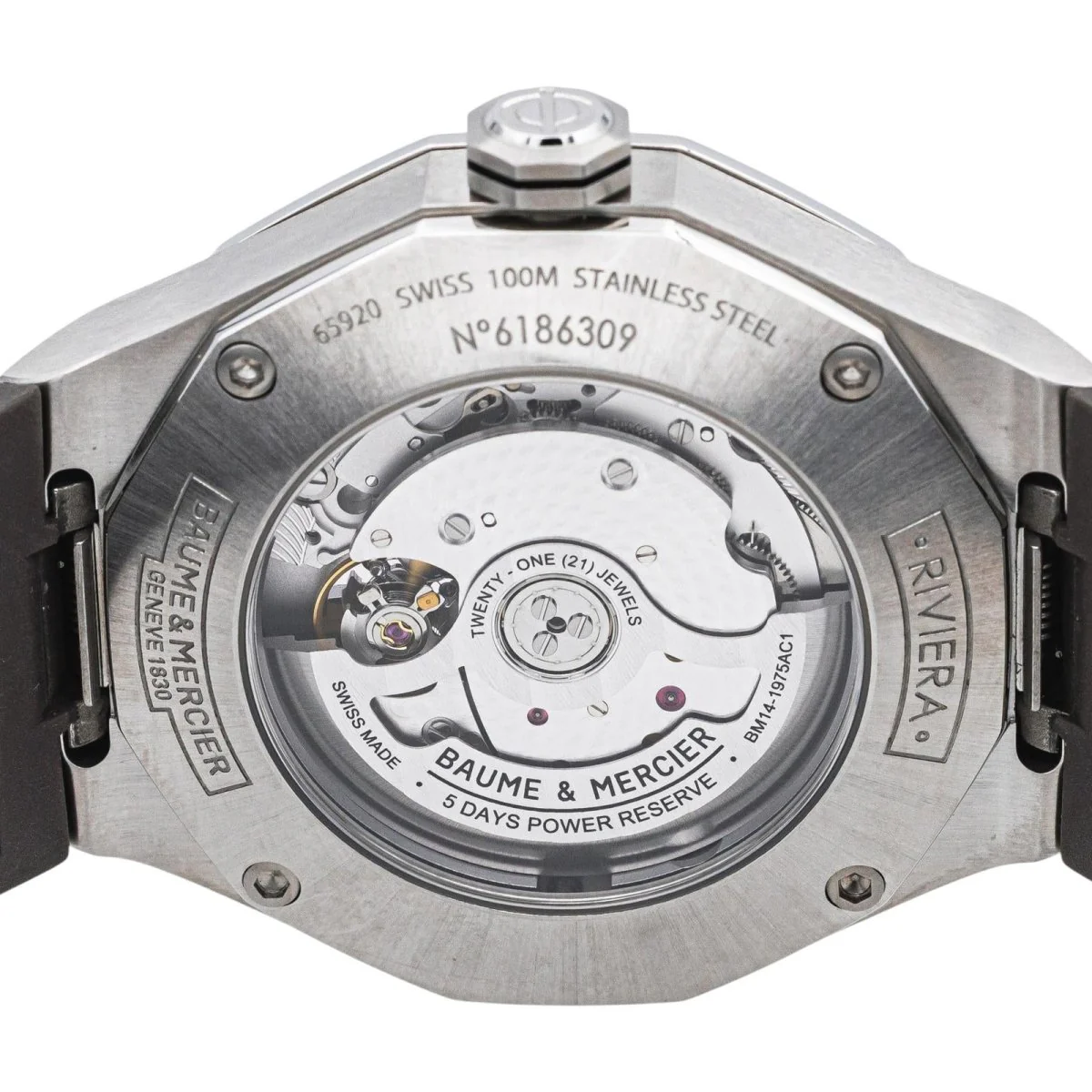 Montre BAUME & MERCIER "Riviera" en acier et caoutchouc - Image 6