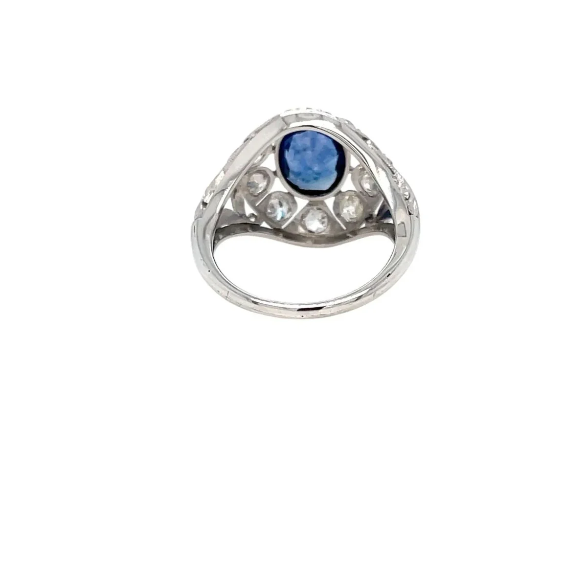 Belle Époque Certified 2.44 Carat Unheated Sapphire Diamond Gold Ring - Image 4