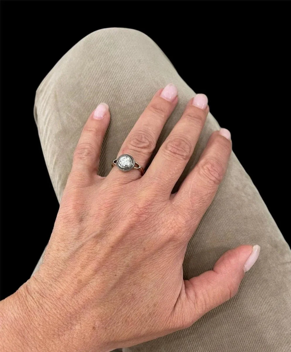 Belle Epoque Diamond Gold and Silver Engagement Ring - Image 3