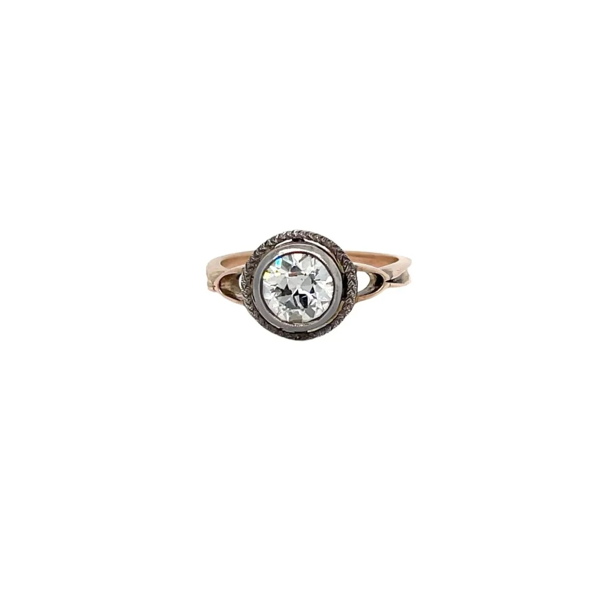 Belle Epoque Diamond Gold and Silver Engagement Ring - Image 6