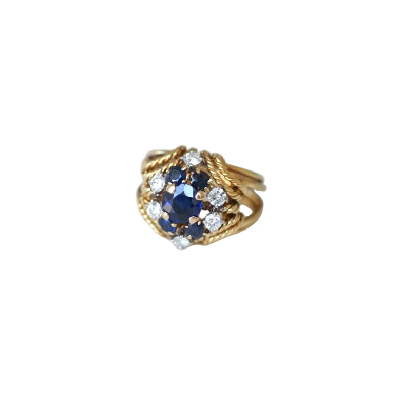Boucheron Bague Cocktail Saphir Diamant Or Jaune - Image 6