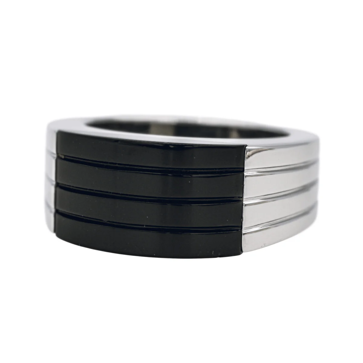 Bague BOUCHERON "Godron" en or blanc et onyx - Image 3