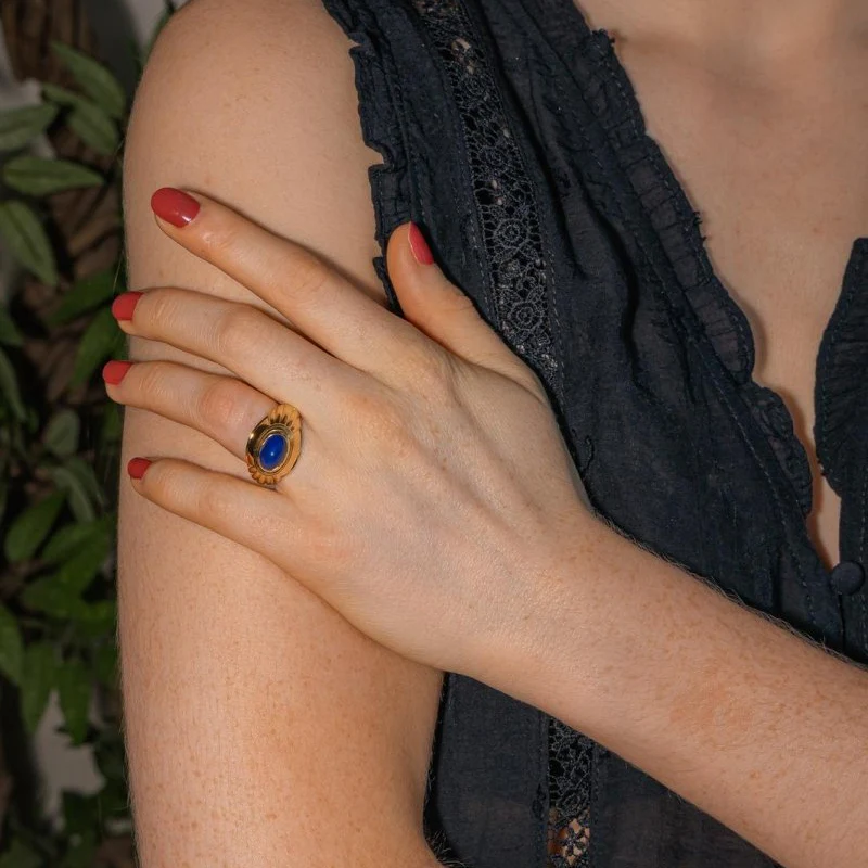 Bague Jonc BOUCHERON "Jaïpur" en or jaune et lapis-lazuli - Image 2