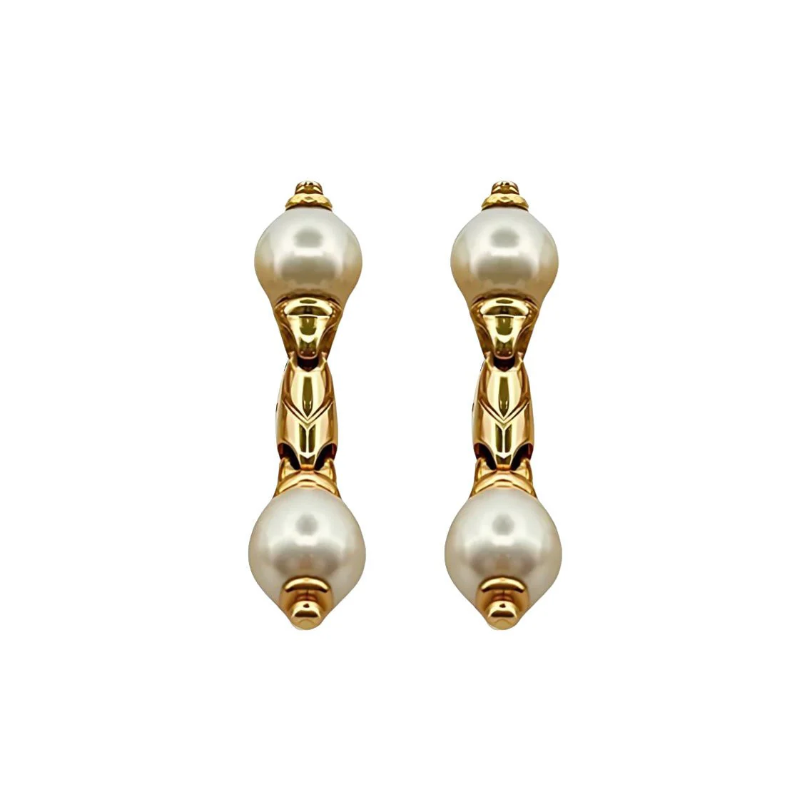 Boucles d'oreilles Pendantes en or jaune et perles