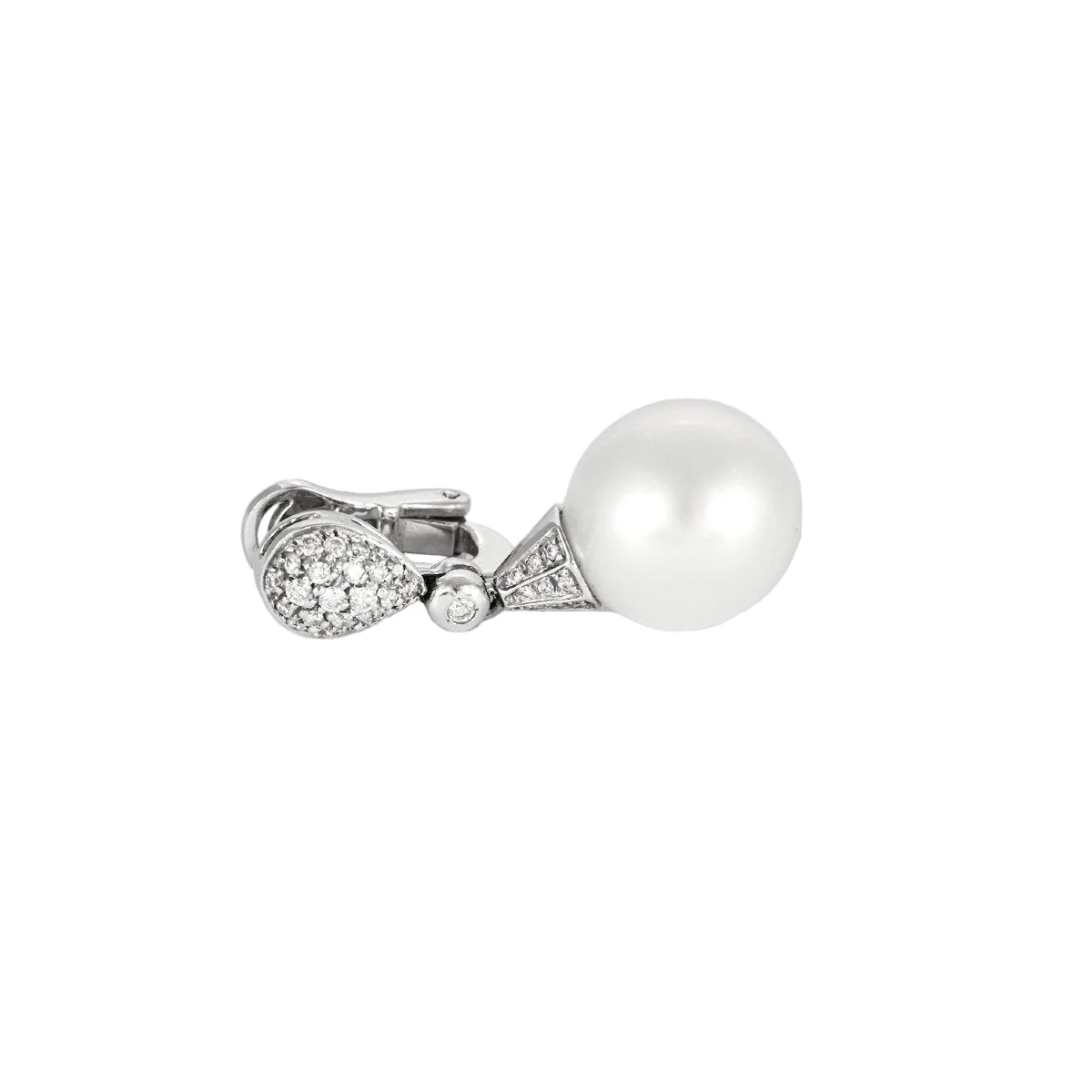 Boucles d'oreilles Pendantes en or blanc, perles et diamants - Image 3