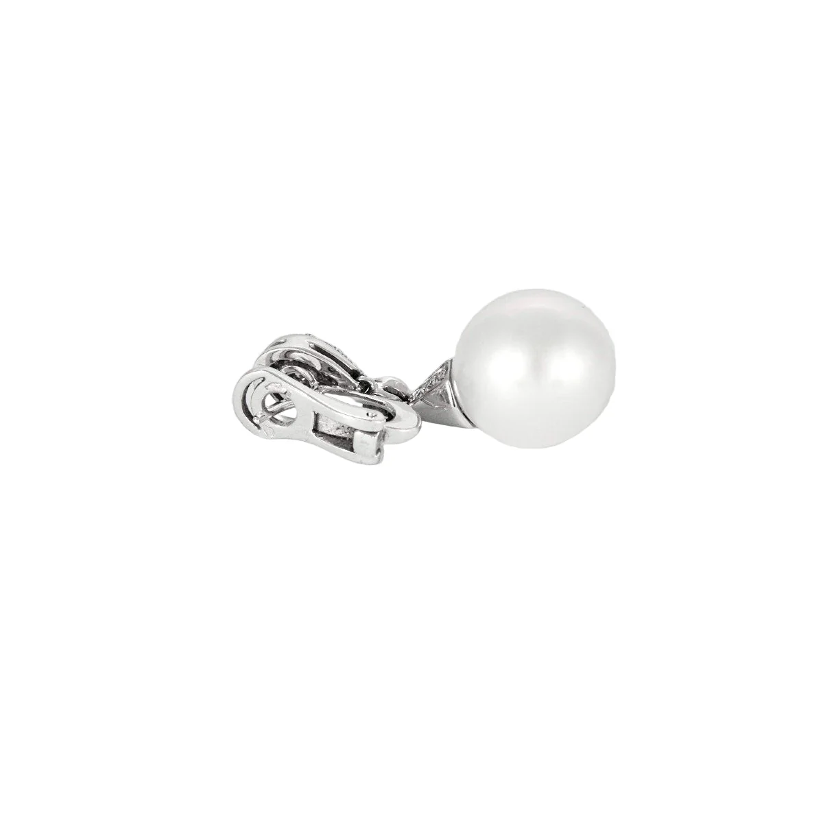 Boucles d'oreilles Pendantes en or blanc, perles et diamants - Image 4