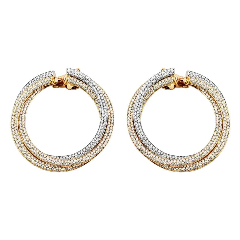 Boucles d’oreilles Clips CARTIER "Trinity" en or blanc, or jaune, or rose et diamants