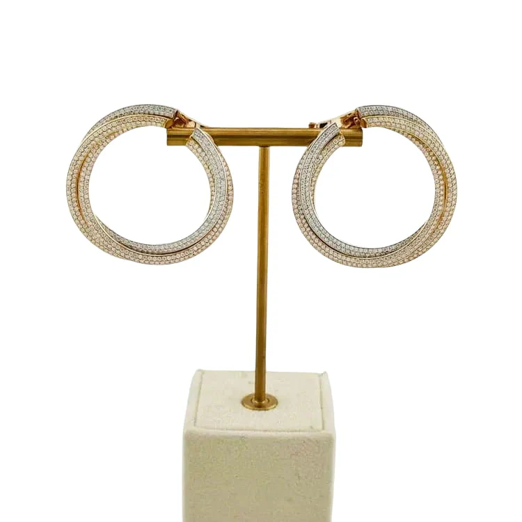 Boucles d’oreilles Clips CARTIER "Trinity" en or blanc, or jaune, or rose et diamants - Image 4