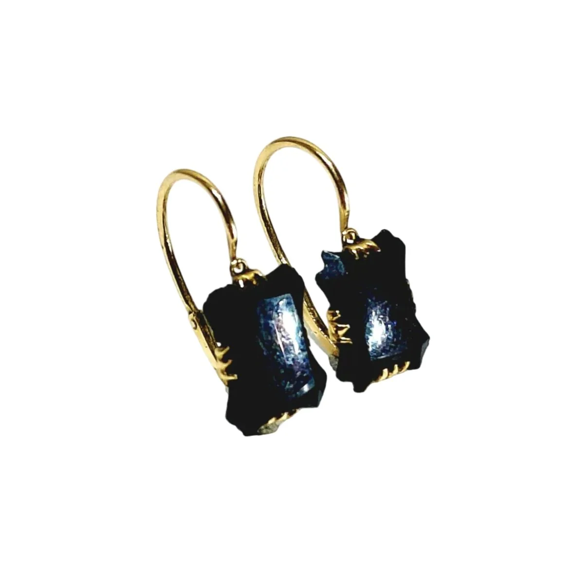 Boucles d’oreilles Dormeuses en or jaune et onyx - Image 3