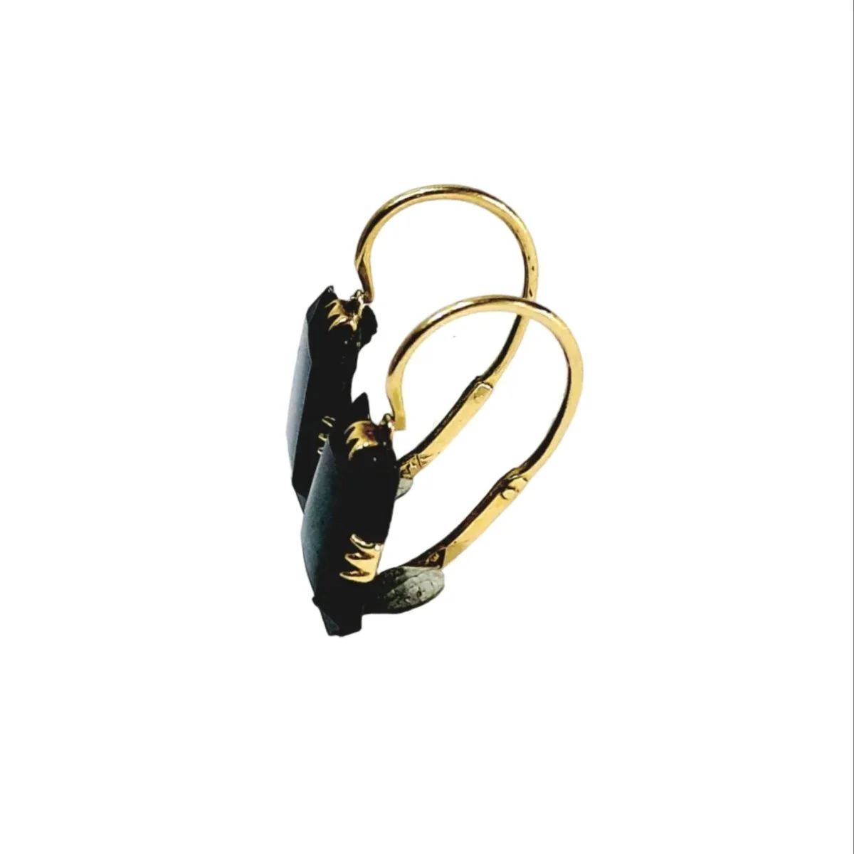 Boucles d’oreilles Dormeuses en or jaune et onyx - Image 5