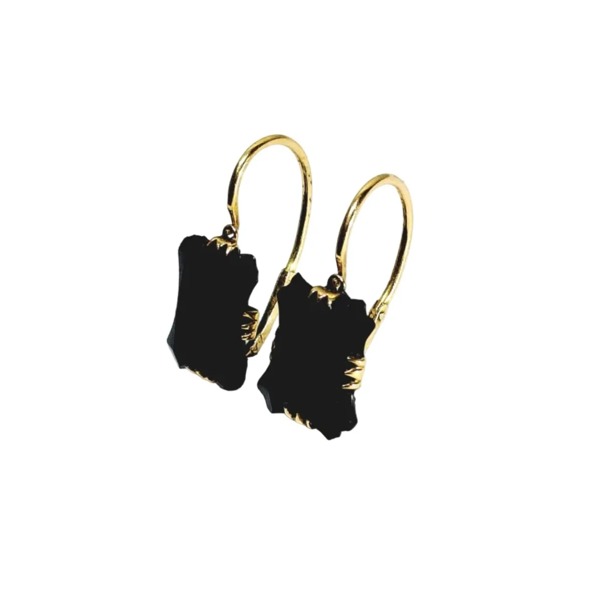 Boucles d’oreilles Dormeuses en or jaune et onyx - Image 6