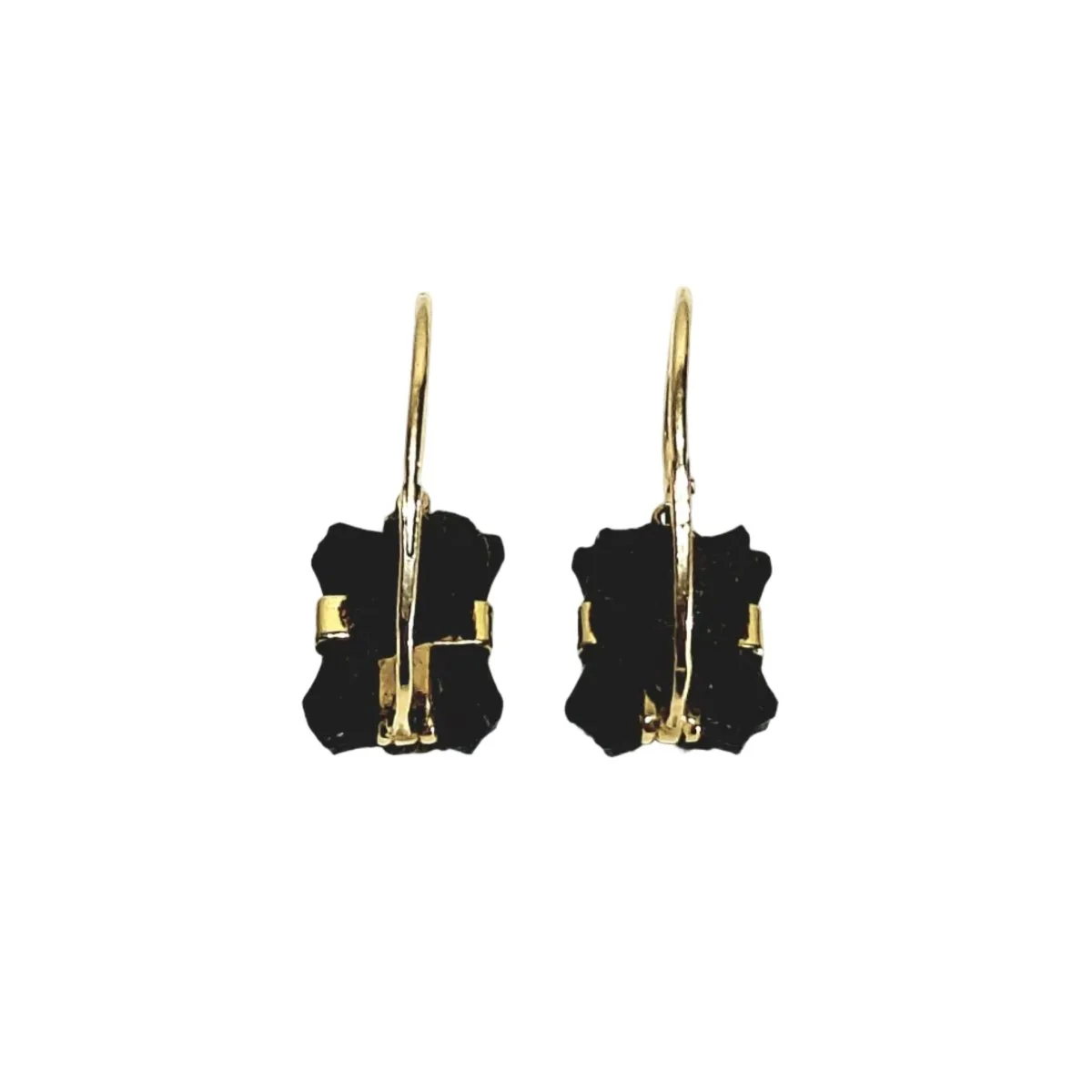 Boucles d’oreilles Dormeuses en or jaune et onyx - Image 8