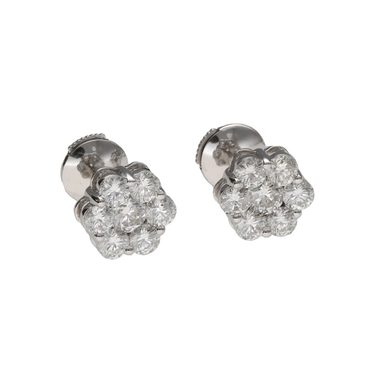 Boucles d'oreilles Puces en or blanc et diamants