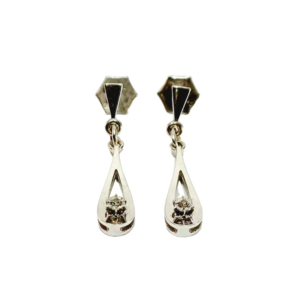 Boucles d’oreilles Pendantes en or blanc et diamants - Image 3