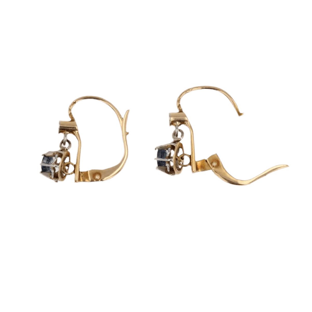 Boucles d'oreilles Dormeuses en or jaune et saphirs - Image 4
