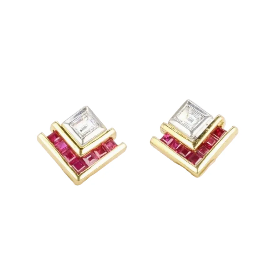 Boucles d’oreilles vintage diamants rubis calibres