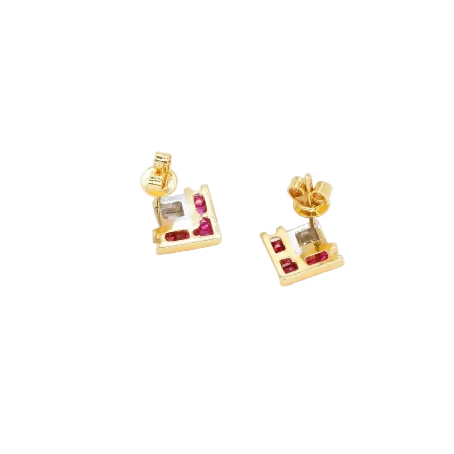 Boucles d’oreilles vintage diamants rubis calibres - Image 5