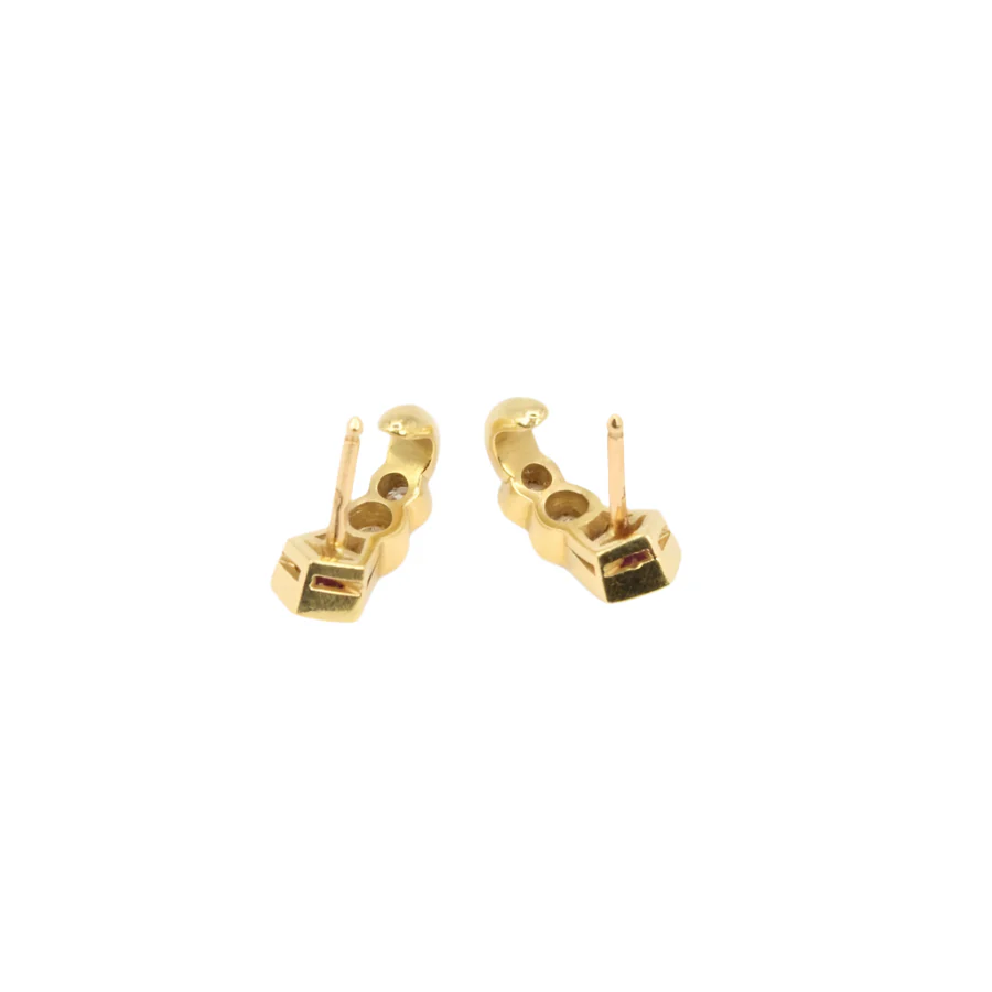 Boucles d’oreilles en or jaune, rubis et diamants - Image 5