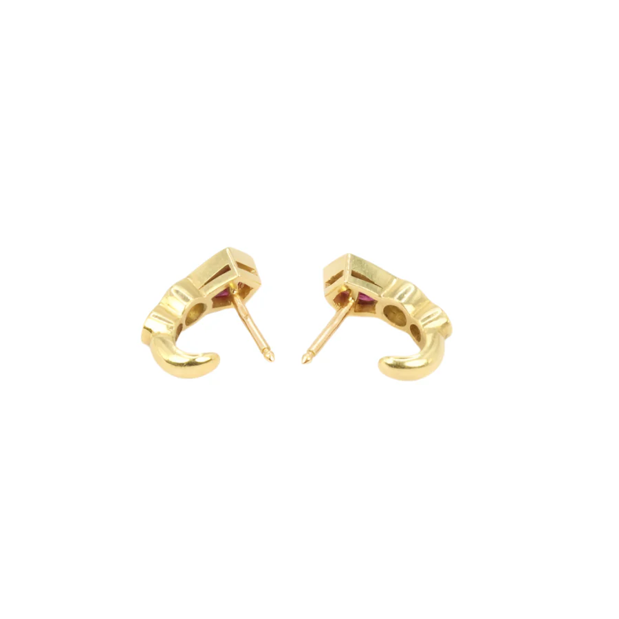 Boucles d’oreilles en or jaune, rubis et diamants - Image 7
