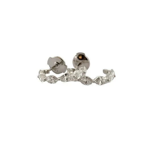Boucles d'oreille Créoles en or blanc et diamant - Image 3