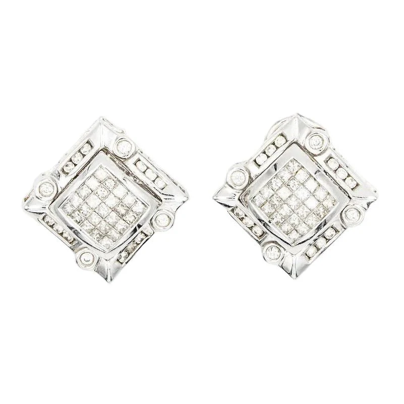 Boucles d'oreilles Puces en or blanc et diamants