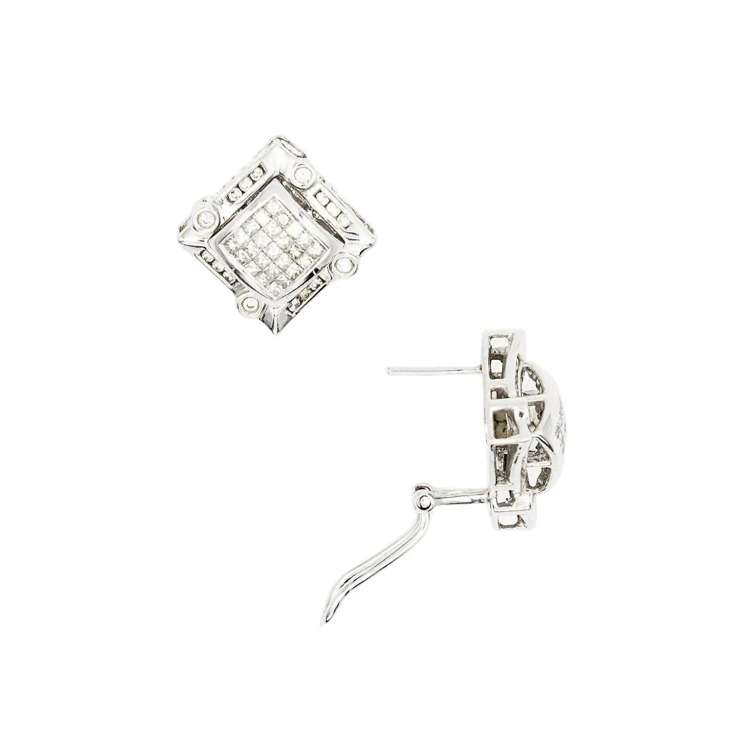 Boucles d'oreilles Puces en or blanc et diamants - Image 3