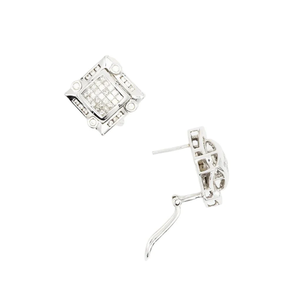 Boucles d'oreilles Puces en or blanc et diamants - Image 4