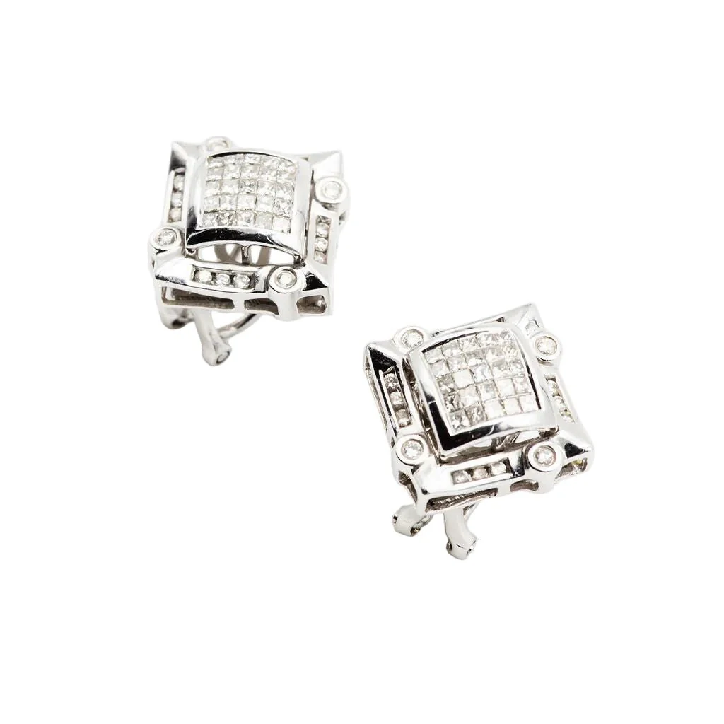 Boucles d'oreilles Puces en or blanc et diamants - Image 7