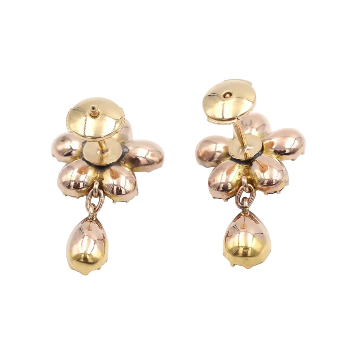 Boucles d'oreilles Puces en or jaune et grenats - Image 3