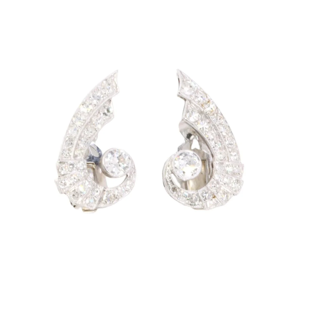 Boucles d'oreilles Ailes diamants Art Déco