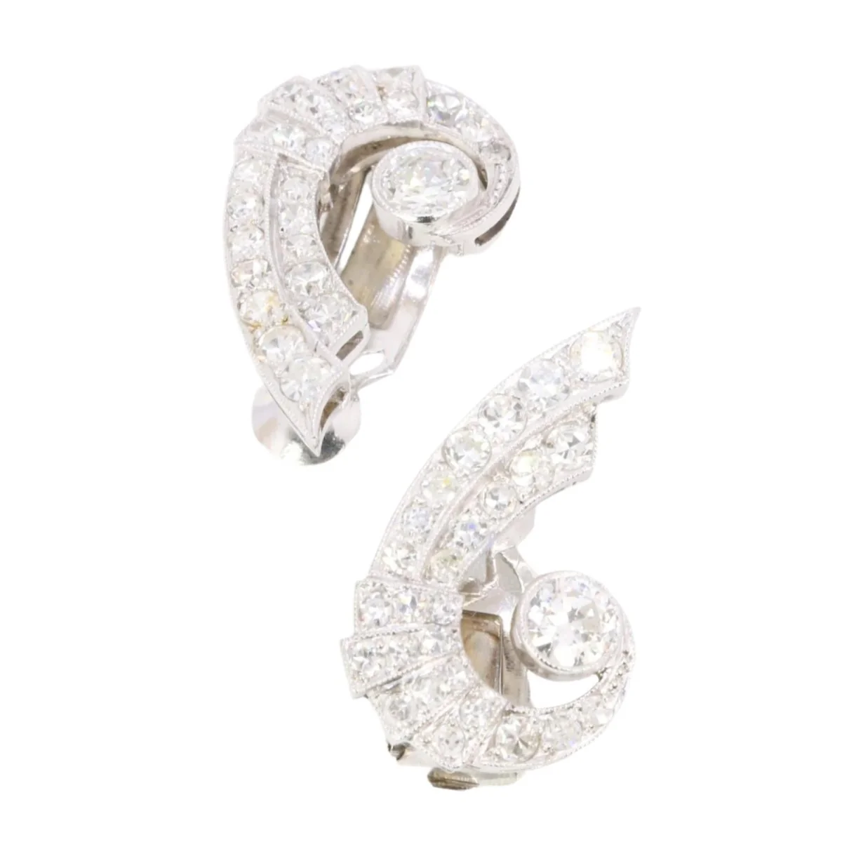 Boucles d'oreilles Ailes diamants Art Déco - Image 4