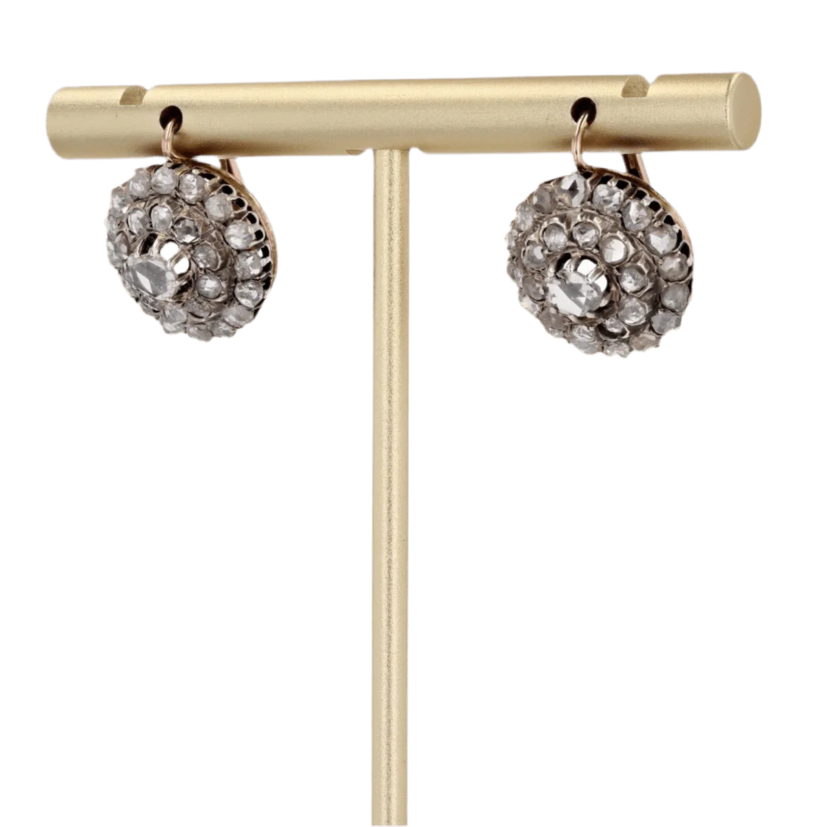 Boucles d'oreilles Dormeuses en or rose, argent et diamants - Image 3