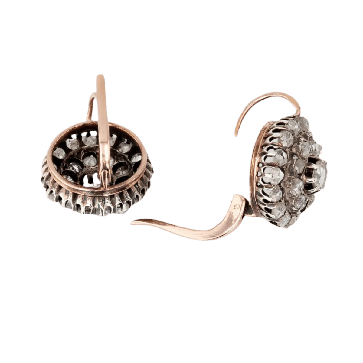 Boucles d'oreilles Dormeuses en or rose, argent et diamants - Image 6