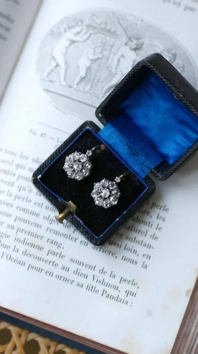 Dormeuses Marguerite Diamants Taille Rose