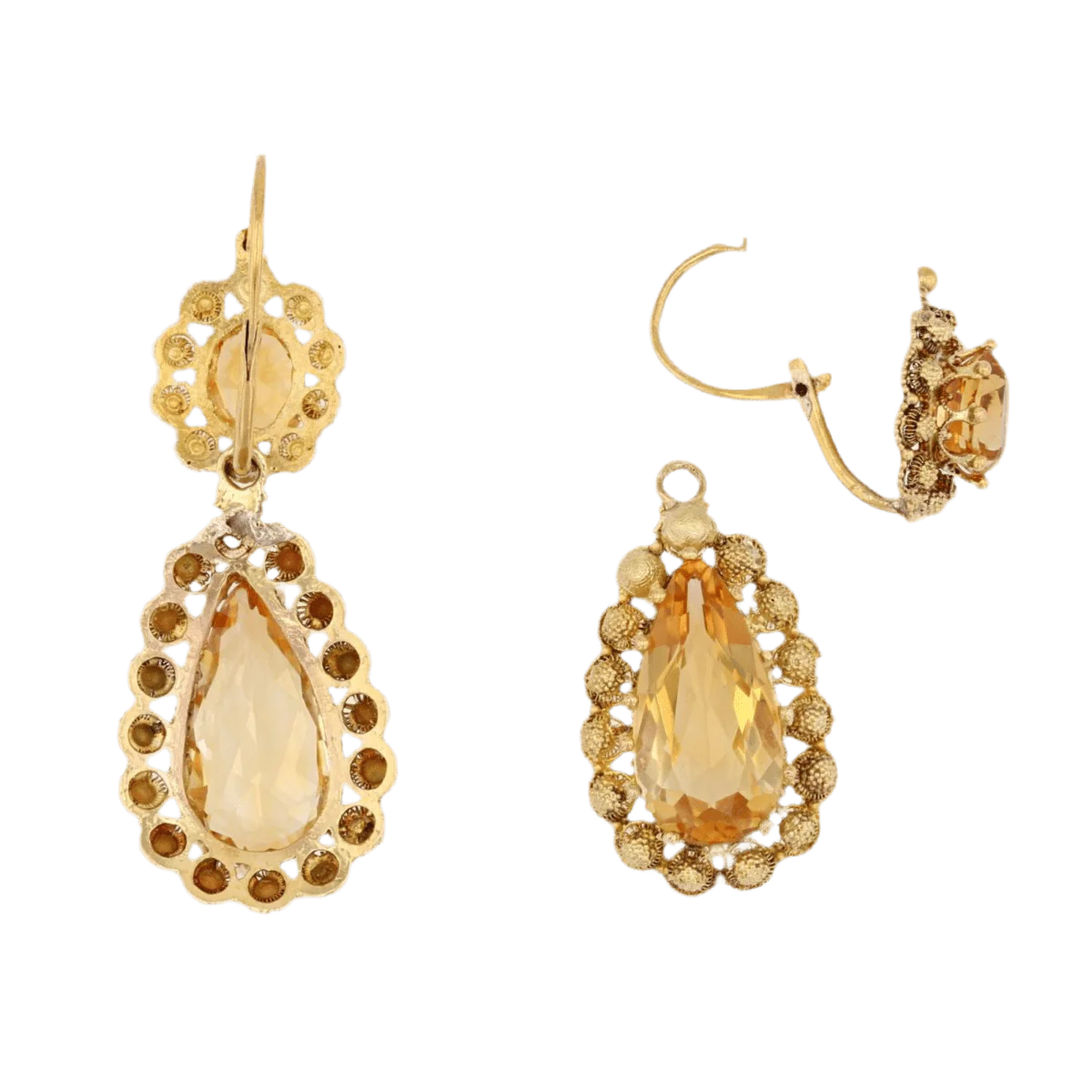Boucles d'oreilles Dormeuses en or jaune et citrines - Image 3