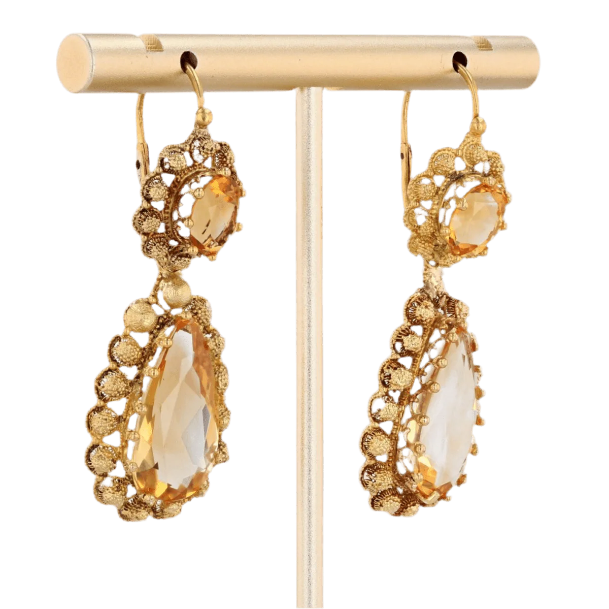 Boucles d'oreilles Dormeuses en or jaune et citrines - Image 4
