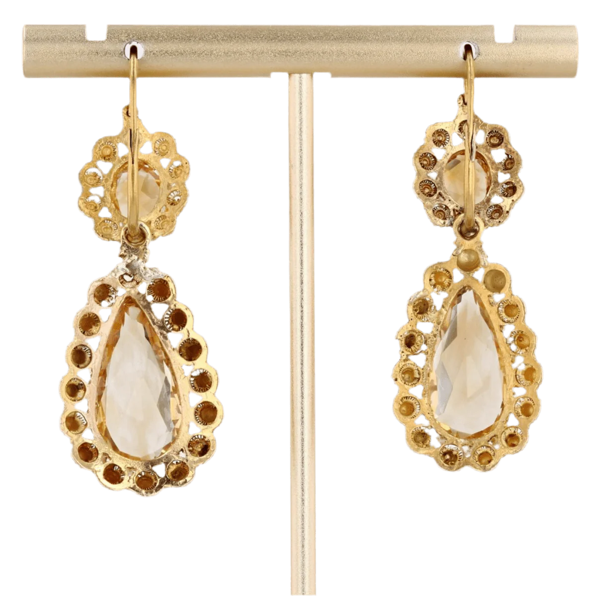 Boucles d'oreilles Dormeuses en or jaune et citrines - Image 5